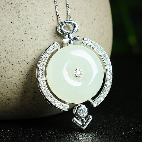 Natural Jade Pendant Nephrite Silver Pendant