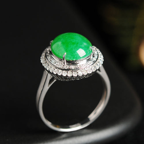 Natural jade ring gold jadeite ring