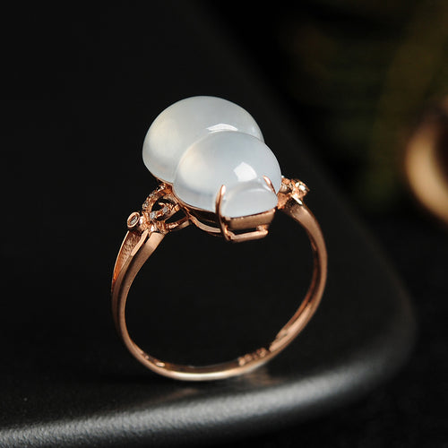 Natural jade ring gold jadeite gourd ring