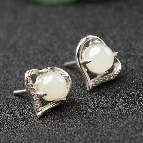 Jade Nephrite Silver Jade Earrings