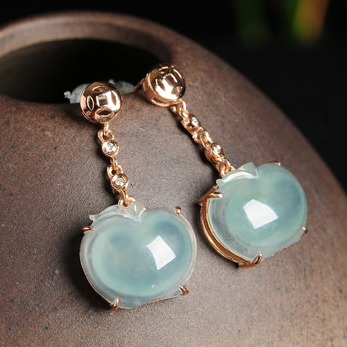 Natural jade earrings jadeite gold earrings