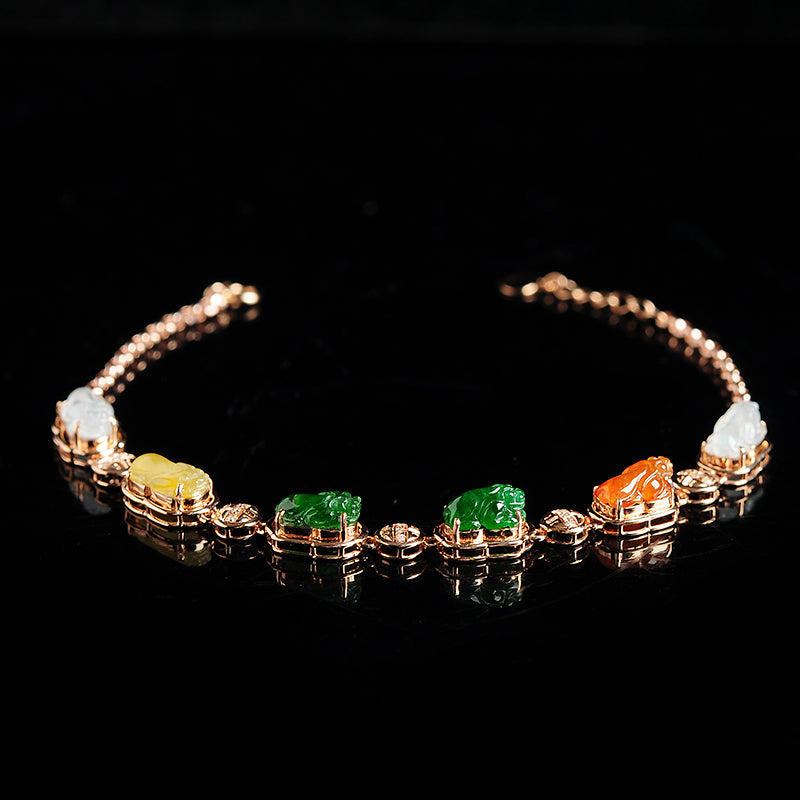 Natural jade bracelet jadeite gold Pixiu bracelet