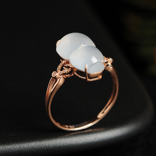 Natural jade ring gold jadeite gourd ring