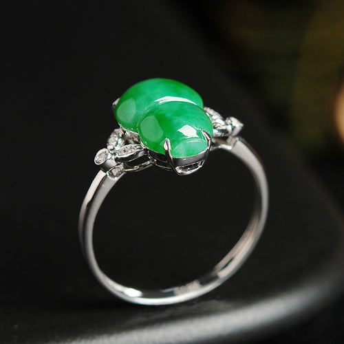 Natural jade ring gold jadeite gourd ring