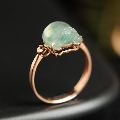 Natural jade ring gold jadeite toad ring