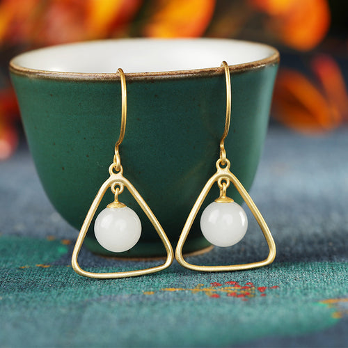 Natural Jade Earrings Nephrite Silver Earrings ZNE255