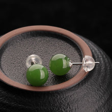 Natural Jade Earrings Nephrite Silver Earrings