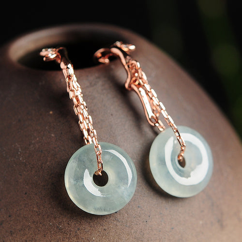 Natural jade earrings jadeite silver earrings