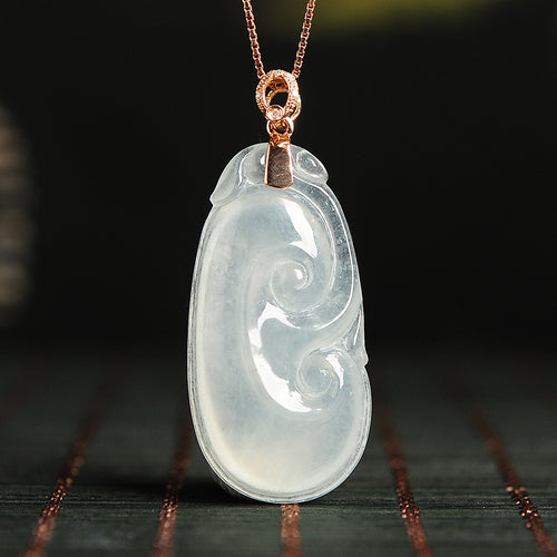 Natural Jade Pendant Jadeite Gold Ruyi Pendant