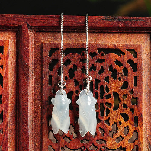Natural Jade Earrings Jadeite Silver Earrings