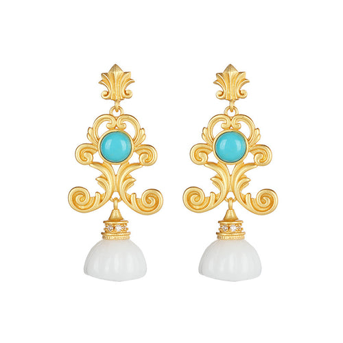 Natural Jade Earrings Nephrite Silver Earrings