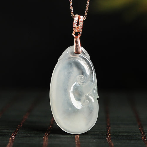 Natural Jade Pendant Jadeite Gold Ruyi Pendant