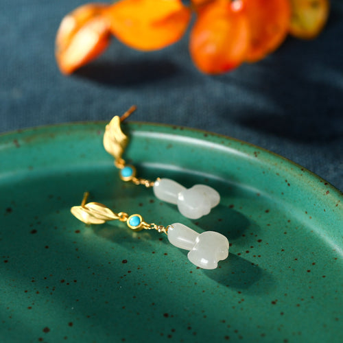 Natural Jade Earrings Nephrite Silver Earrings