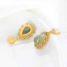 Natural Jade Earrings Nephrite Pearl Silver Earrings