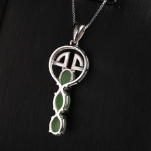 Natural Jade Pendant Nephrite Silver Zircon Key Pendant