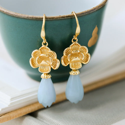 Natural Jade Earrings Jadeite Silver Earrings