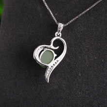 Natural Jade Pendant Nephrite Silver Zircon Pendant