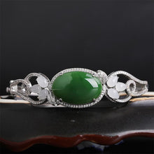 Natural Jade Bracelet Nephrite Silver Bracelet