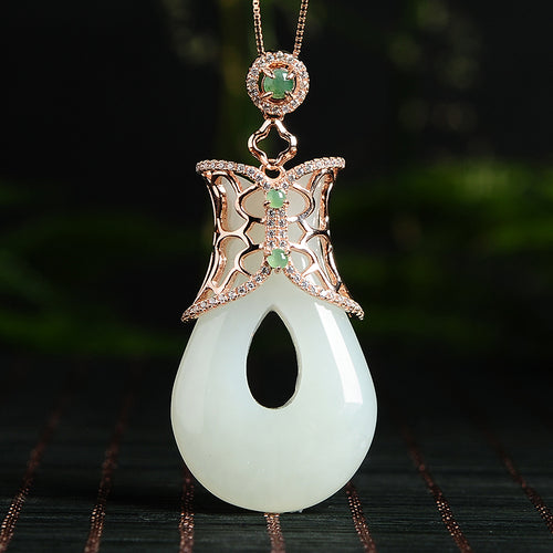 Natural Jade Pendant Nephrite Silver Pendant