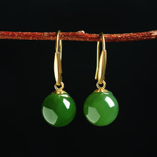 Natural jade earrings nephrite gold earrings wholesale