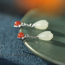 Natural Jade Earrings Nephrite Agate Silver Earrings