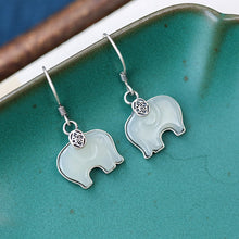 Natural Jade Earrings Nephrite Silver Elephant Earrings