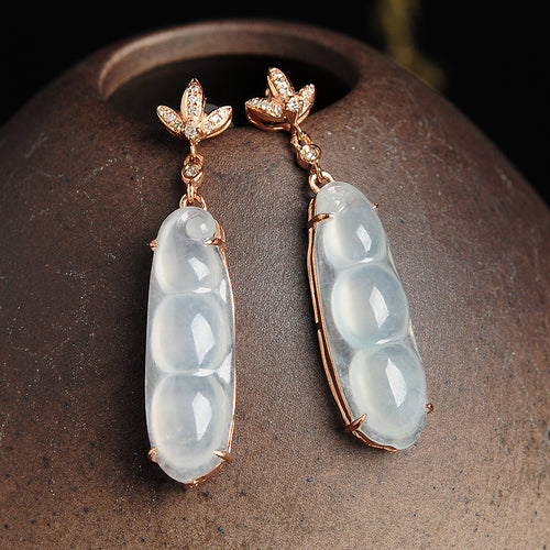 Natural jade earrings jadeite gold earrings