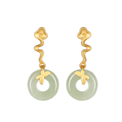 Natural Jade Earrings Nephrite Silver Earrings
