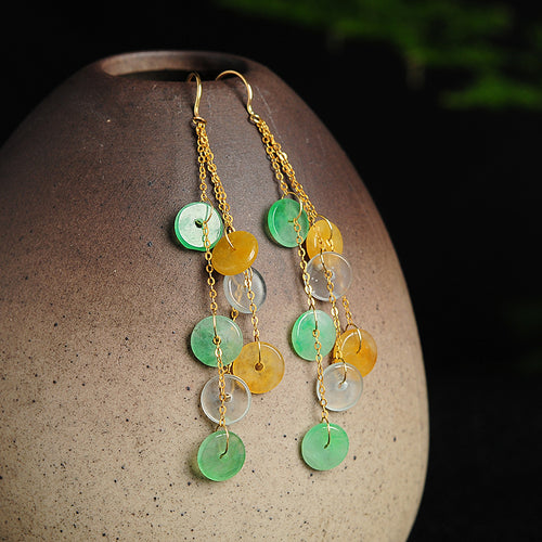 Natural jade earrings jadeite gold earrings