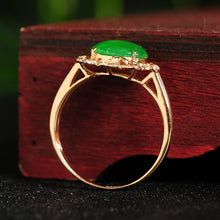 Natural jade ring gold jadeite kitty ring