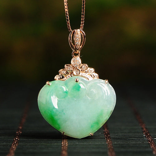 Natural Jade Pendant Jadeite Gold Ruyi Pendant