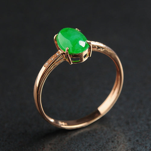 Natural jade ring gold jadeite ring
