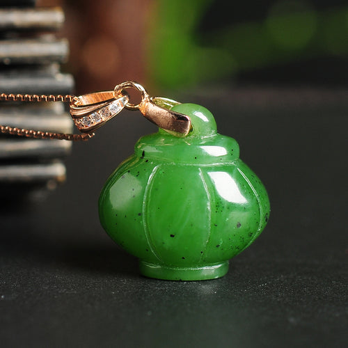 Natural Jade Pendant Nephrite Silver Pendant