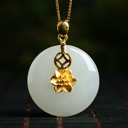 Natural Jade Pendant Nephrite Gold Pendant