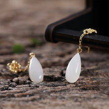 Natural Jade Earrings Nephrite Silver Earrings