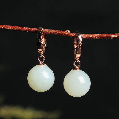 Natural Jade Earrings Nephrite Silver Earrings