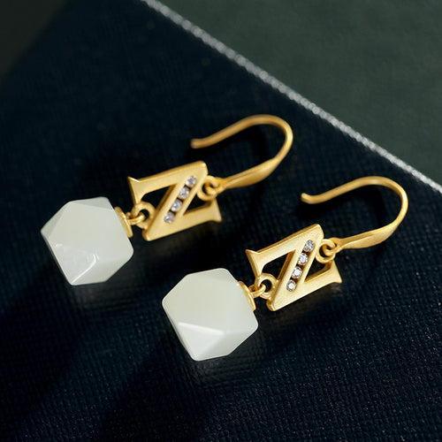 Natural Jade Earrings Nephrite Silver Earrings