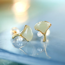 Natural Jade Earrings Nephrite Pearl Silver Earrings