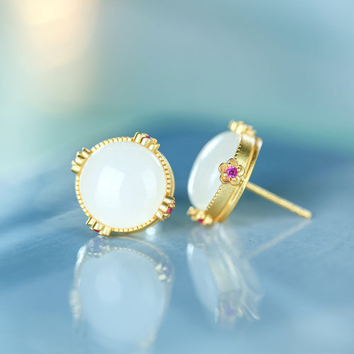 Natural Jade Earrings Nephrite Silver Earrings