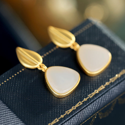 Natural Jade Earrings Nephrite Silver Earrings