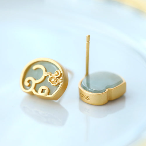 Natural Jade Earrings Nephrite Silver Earrings