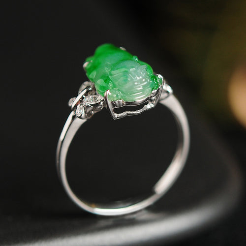 Natural jade ring gold jadeite toad ring