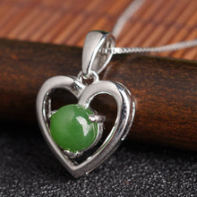 Natural Jade Pendant Nephrite Silver Zircon Pendant