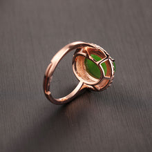 Natural Jade Ring Nephrite Silver Zircon Adjustable Ring ZNRG119