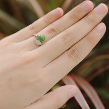 Natural Jade Ring Nephrite Silver Zircon Adjustable Ring