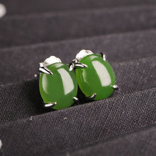 Natural Jade Earrings Nephrite Silver Earrings