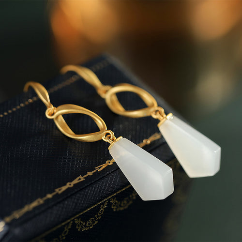 Natural Jade Earrings Nephrite Silver Earrings