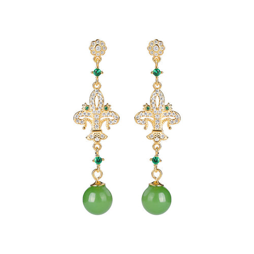 Natural Jade Earrings Nephrite Silver Earrings