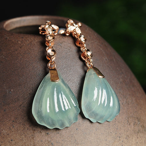 Natural jade earrings jadeite gold earrings