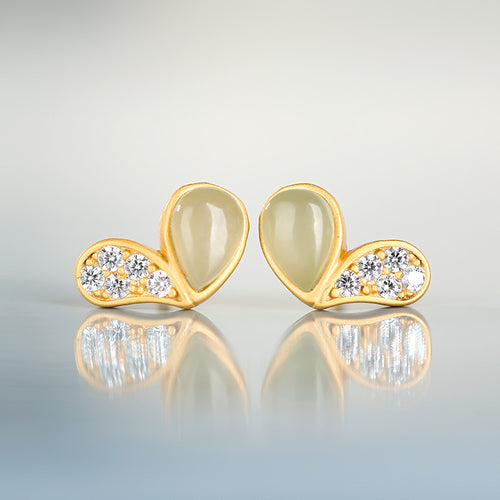 Natural Jade Earrings Nephrite Silver Earrings